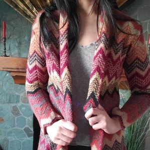 Vintage Lucky Brand chevron robe style sweater